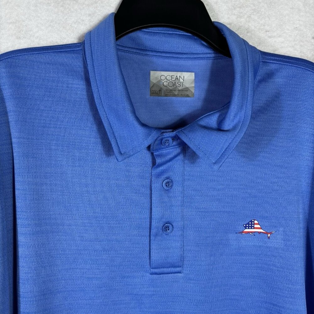 Lot Of 3 Ocean Coast Mens Polo Shirts Blue 3XLT Button Golf Outdoor Tennis Fish - Picture 3 of 14